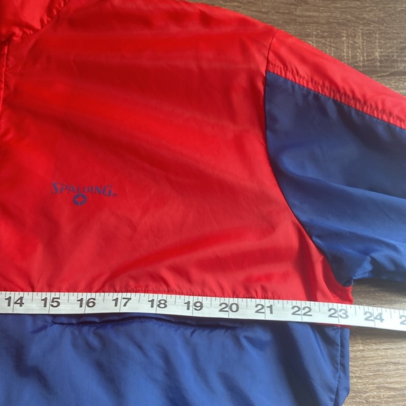 Vintage Spalding Jacket Mens Medium Red Blue Full Zip Pockets Track Windbreaker - Picture 6 of 9